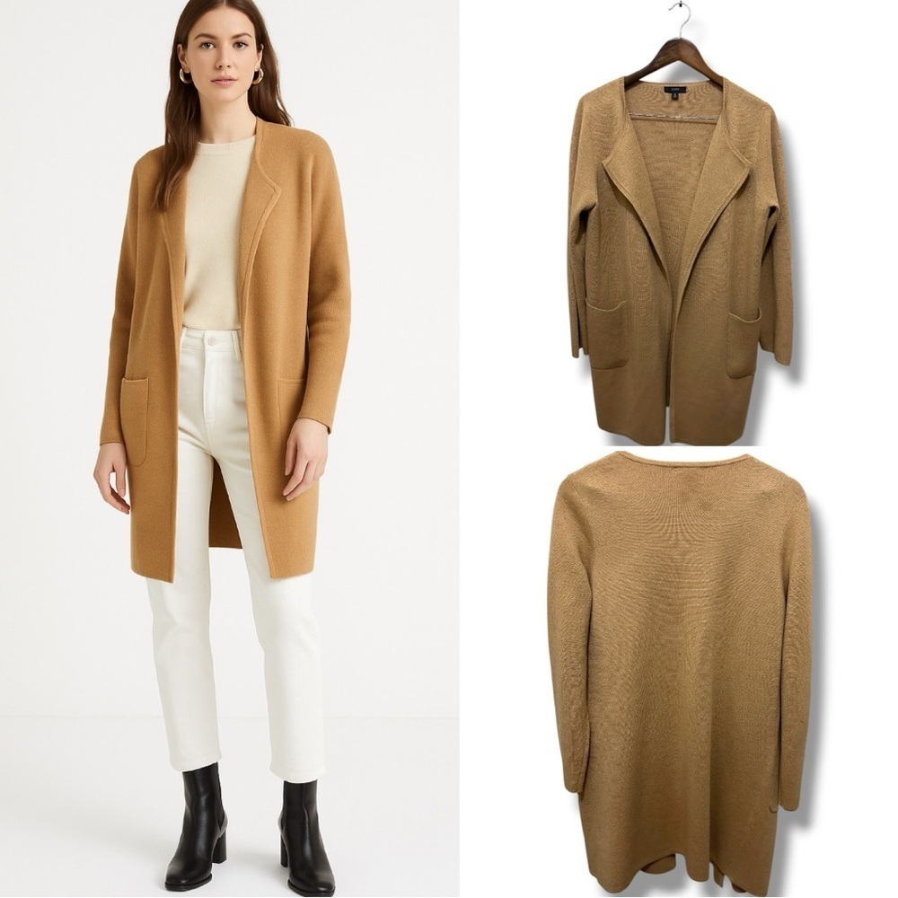 394 J.Crew | EUC Women’s Camel Tan Merino Wool Blend Open Cardigan (Size M)